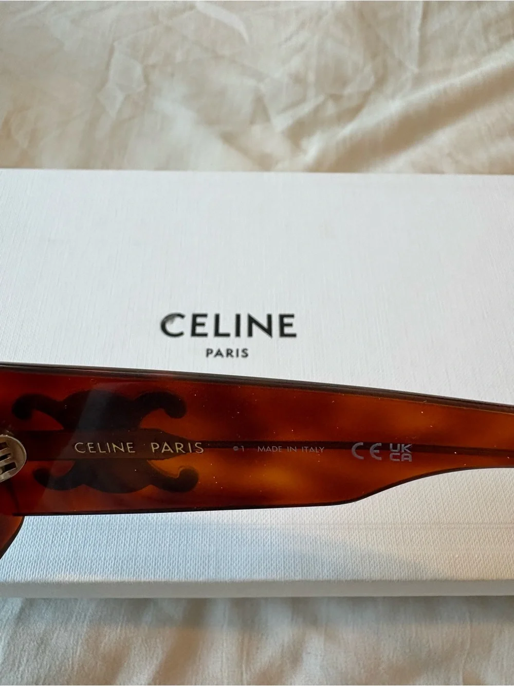 Celine Brown Leather Triomphe Sunglasses with Matching Case